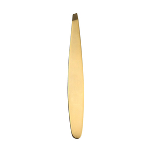 Pinzas de Doble Punta para Cejas de Acero Inoxidable, Punta Inclinada, Doradas, Herramientas de Belleza, OEM - Product Image 1