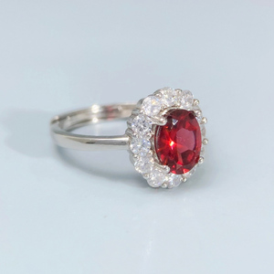 <span class=keywords><strong>Anello</strong></span> in Argento con <span class=keywords><strong>Granato</strong></span> <span class=keywords><strong>Rosso</strong></span> e Pietra Naturale Taglio Ovale per Matrimonio e Fidanzamento in Argento Sterling 925 per Lei Gioielleria Fine - Product Image 5
