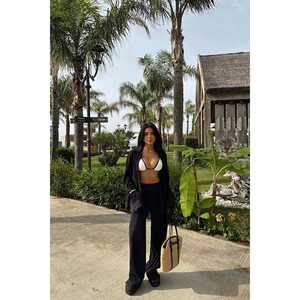 Ensemble haut et jupe longue en coton BLACK WILMA, coupe ample, tailles XS-5XL, style club, longueur au-dessus du genou, commande minimum 3 pièces - Product Image 5