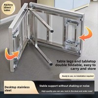Table pliante en acier inoxydable, portable, pour barbecue, marché nocturne, maison, ou atelier extérieur, table longue