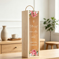Boîte cadeau en bois pour vin, porte-bouteille unique avec poignée en corde, panneau floral personnalisé, mariage, anniversaire