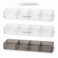 Plateau à bijoux personnalisé en acrylique massif avec impression UV, organisateur à quatre compartiments pour coiffeuse, présentoir de boutique et de vente au détail