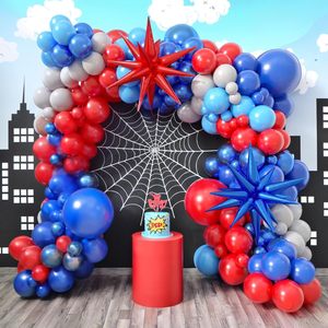 Kit Arco <span class=keywords><strong>di</strong></span> <span class=keywords><strong>Palloncini</strong></span> Personalizzato a Tema <span class=keywords><strong>Ragno</strong></span> con <span class=keywords><strong>Palloncini</strong></span> in Foil 4D a Stella Blu e Rossi e <span class=keywords><strong>Palloncini</strong></span> Opachi Blu e Rossi per Feste <span class=keywords><strong>di</strong></span> Compleanno - Product Image 1