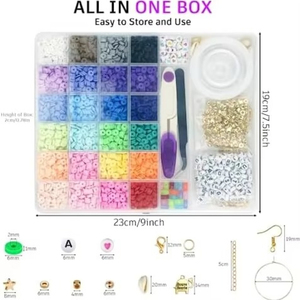 6000 pièces de perles en argile polymère de 24 couleurs, perles Heishi avec pendentifs, kit de fabrication de bijoux pour jouets - Product Image 3