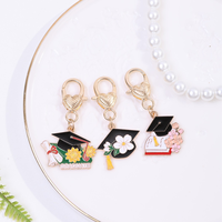 Porte-clés en métal personnalisé Anime, doré, émaillé, avec fermoir cœur, motif dessin animé imprimé UV, breloque de sac, cadeau pour étudiants et enseignants