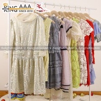 KingAAA Grosir Premium Super Grade a Gaun Wanita Bekas Model Dot Hollow Out Pakaian Wanita Elegan Berbahan Mesh Bal-balan