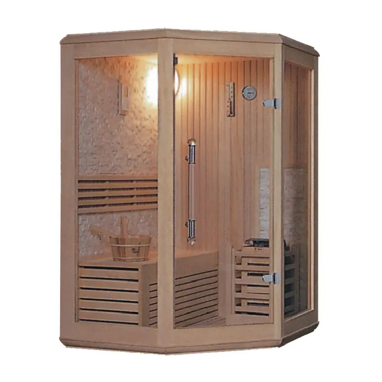 Custom ized Home traditionelle Ecke Sauna Holz Innen sauna mit Glastür 2 3 Personen rautenförmige <span class=keywords><strong>Trocken</strong></span> dampfs auna