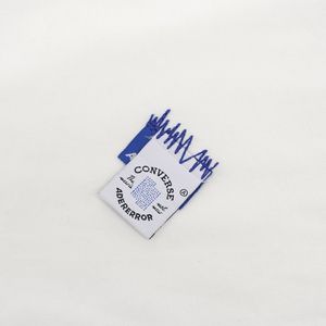 Luxury Custom Woven Garment Label - Multi-color jacquard satin texture, flat fold, for neckline sewn organic garments - Product Image 1