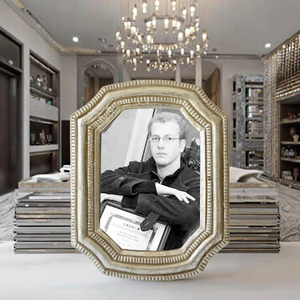 Cornice in resina per foto con finitura in argento antico da 7 pollici <span class=keywords><strong>Vintage</strong></span> da tavolo in Polyresin per la visualizzazione di foto - Product Image 6