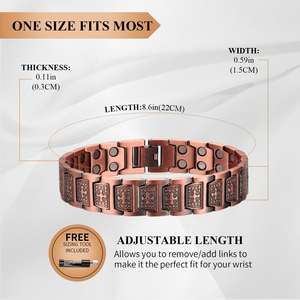फैशन ज्वेलरी लाल तांबे की एडजस्टेबल चेन बैंकॉक मैग्नेटिक थेरेपी ब्रेसलेट क्रॉस क्रिश्चियन ब्रेसलेट उलसीरास डी कोब्रे - Product Image 2