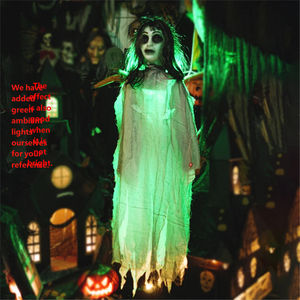 Décoration d'Halloween pour bar, maison hantée, scène d'évasion en chambre secrète : Grande fantôme suspendue effrayante (sorcière) - Product Image 5