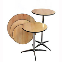 Table haute ronde moderne en MDF pour hôtel, avec pieds et base argentés réglables en hauteur, pour boîte de nuit et café en intérieur