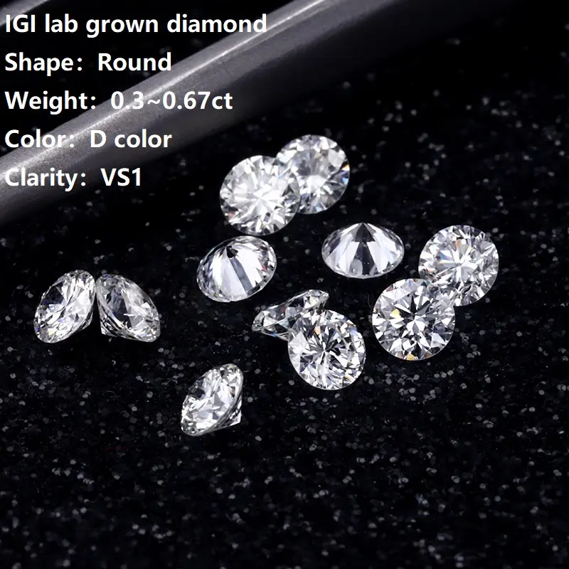Starsgem solto atacado bela melee hpht 0.3 ~ 0.67ct D cor corte redondo lab crescido diamantes