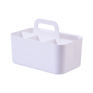 Caja de almacenamiento de cosméticos, organizador de escritorio de plástico de gran capacidad para productos de maquillaje y cuidado de la piel con asa - Product Image 3