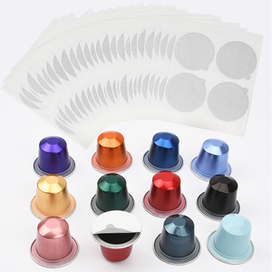 100 pièces dosettes jetables compatibles expresso <span class=keywords><strong>capsules</strong></span> de café vides en feuille d'<span class=keywords><strong>aluminium</strong></span> avec joints auto-adhésifs autocollants couvre couvercles - Product Image 1