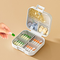 Boîte à médicaments portable mini, boîte de rangement pour pilules à double étanchéité, boîte à médicaments à compartiments à clipser pour sept jours par semaine