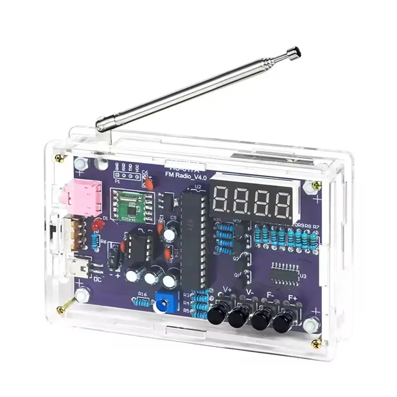 Kit di montaggio Radio FM FM circuito stampato per la realizzazione di un singolo Chip per Computer fai da te elettronica per la saldatura di componenti per la pratica con custodia