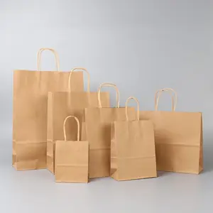 Prezzo di fabbrica 120g riciclato sacchetto di carta kraft regalo shopping sacchetto di carta kraft con manico accetta personalizzato