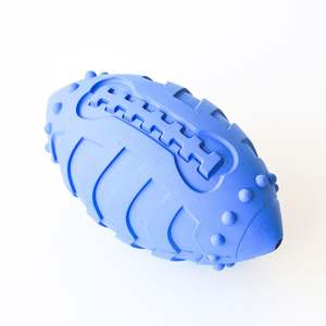 All'ingrosso gomma naturale <span class=keywords><strong>2</strong></span> colori cane interattivo Squeaky Rugby palla morso giocattolo da masticare - Product Image 5