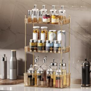 Organisateur de comptoir de salle de bain brun clair étagère de maquillage polie pour commode chambre dortoir application d'hôtel - Product Image 5