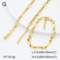 Collier simple en acier inoxydable doré, chaîne épaisse à maillons trombones, bijoux tendance, ensemble collier et bracelet en gros