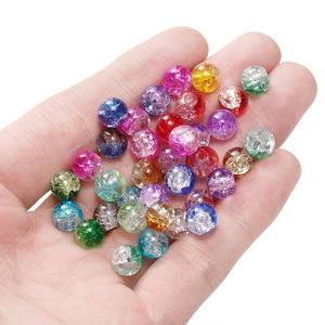 Translucent Glass <b>Beads</b> 8Mm Crackled Finish Round Loose <b>Beads</b> For Bracelet Making Jewelry DIY Craft Supplies - Product Image 3
