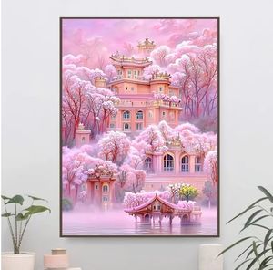 ภาพวาดติดเพชรแบบทำมือใหม่ภาพทิวทัศน์ปราสาทด้วยเม็ดเพชรแบบทำมือปัก5D 30x40ผ้าใบแบบทำมือ - Product Image 1