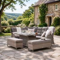 Ensemble de canapés de patio en rotin d'aluminium Classiques Europe pour jardin, 9 places, en osier, pour extérieur