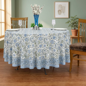 Handmade Modern Floral 100% Cotton Customized <b>Tablecloth</b> Block Print Washable Home <b>Wedding</b> Banquet Hotel 100D/48F India 27243 - Product Image 3