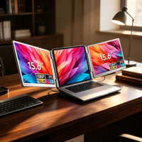 Moniteur portable 15,6 pouces pour station de travail, double écran, extension d'ordinateur portable, USB C, mini HDMI, deuxième écran pour multitâches, bureau à domicile