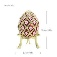 SHINNYGIFTS Faveurs de mariage de luxe: boîte décorative d'oeufs à motifs roses boîte de rangement d'ornement d'oeufs de style matriochka russe