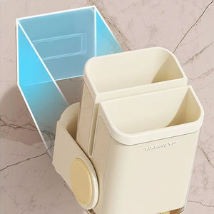 Support mural de cuisine en plastique sans perçage pour baguettes, design rotatif, double usage, pour comptoir - Product Image 5