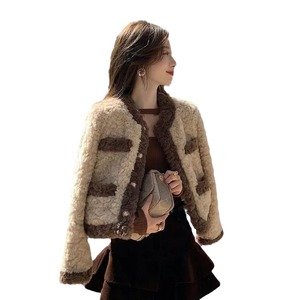 Women's Short Fur Jacket Apricot Loose Fit Warm Coat Autumn Winter 2025 - Product Image 5
