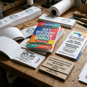 Brochure personnalisée XJY en carton duplex format A4, impression offset, pour bons <span class=keywords><strong>de</strong></span> <span class=keywords><strong>réduction</strong></span>/tickets, avec sérigraphie - Product Image 3