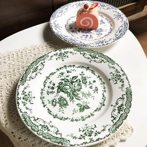 Plato de Cerámica para Cena de 8 Pulgadas con Patrón Floral Vintage <span class=keywords><strong>Inglés</strong></span>, Tres Colores, Plato de Cerámica - Product Image 3