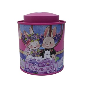 Lata redonda de calidad alimentaria con doble tapa, diseño vintage de conejo de dibujos animados, caja metálica para galletas, dulces, té, regalos. - Product Image 4