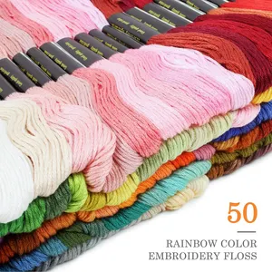 50 skeins ปักครอสติชไหมขัดฟันด้ายสายสร้อยข้อมือสำหรับทำสร้อยข้อมือทำสายหัตถกรรมสำหรับเครื่องประดับกำไล