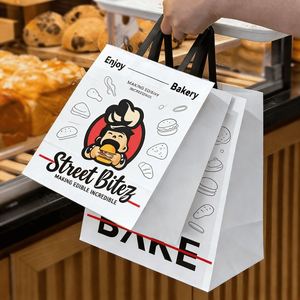 Custom Wholesale Take Away Kraft Paper <b>Bag</b> Sample Factory Direct Price White Kraft Paper <b>Bag</b> for Small Business - Product Image 3