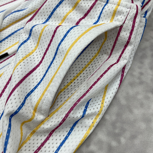 Short de sport d'été de créateur Fabricant de short de basket rayé personnalisé Short de basket-ball Baggy Mesh Nylon Short de course pour hommes - Product Image 4