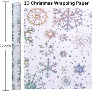 Silver Glitter Snowflake Wrapping <b>Paper</b> <b>Roll</b> 17 Inch X 33 Feet Gift Craft Recyclable - Product Image 3