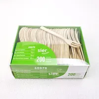 200ps biyobozunur tek kullanımlık ahşap sofra bambu meyve parti yiyecek kürdanları çatal çatal üç prong bambu çatal