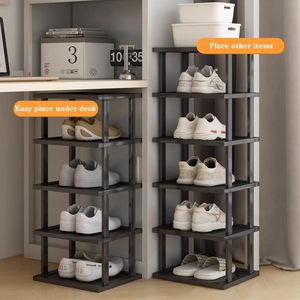 Estante de bambú para zapatos para entrada, armario, puerta de esquina, <span class=keywords><strong>Zapatero</strong></span> Vertical <span class=keywords><strong>estrecho</strong></span> para espacios estrechos, estante para zapatos, almacenamiento de ahorro de espacio - Product Image 5
