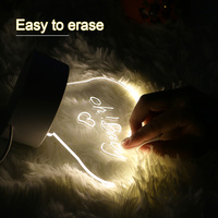 Base de Luz Nocturna de 16 Colores, Luz Nocturna 3D con Mensaje LED RGB Borrable, Tablero de Escritura Acrílico