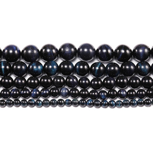 Cuentas redondas de ojo de tigre azul negro natural para la fabricación de joyas, cuentas de cristal sueltas al por mayor, cuentas dispersas ST0241 - Product Image 5