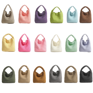 Bolso <span class=keywords><strong>de</strong></span> Mano Tejido <span class=keywords><strong>de</strong></span> Lujo para Mujer, Bolso Tote <span class=keywords><strong>de</strong></span> Color Caramelo con Asa Única y Cadena Cruzada Trenzada, Estilo Veraniego a la Moda - Product Image 3