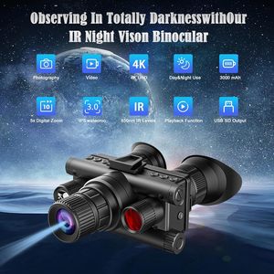 야간 투시경 고글 쌍안경 성인용 4K 헤드 마운트 적외선 NVG 사냥 야간에 야외 클리어 비전 - Product Image 2