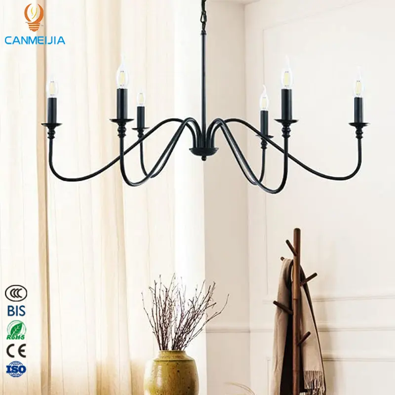 Iron Indoor Retro Hanging Lighting Candlestick Style For Living Room Hotel Lustre Chandelier & Pendant Lights/Chandelier