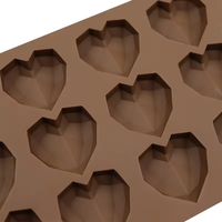 Moule à pâtisserie en silicone en forme de cœur en diamant 3D traditionnel antiadhésif pour gâteaux en pâte d'amande, gaufres, barres chocolatées