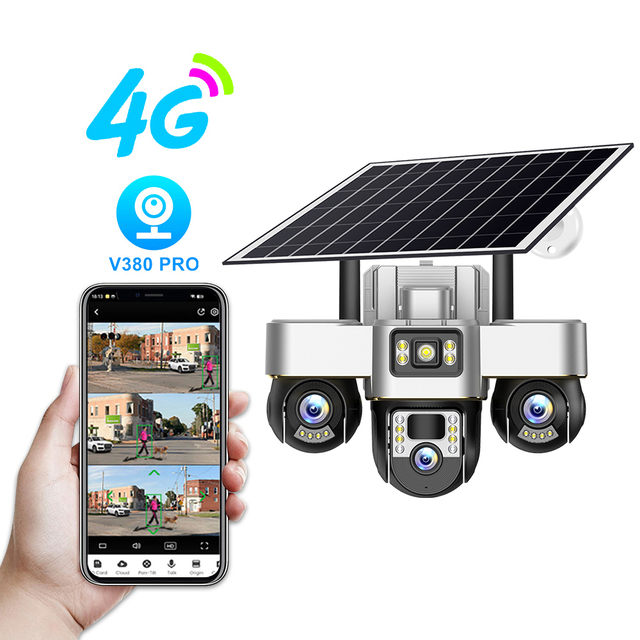 6MP 4G/WiFi Dual-Band PTZ Camera Triple Lens AI Human Detection Two-Way Audio Waterproof Outdoor Security for Farm
