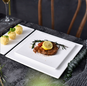 Assiettes en céramique blanche de haute qualité, logo personnalisé, carrées et rondes, pour restaurants haut de gamme, hôtels de luxe, vente en gros - Product Image 3